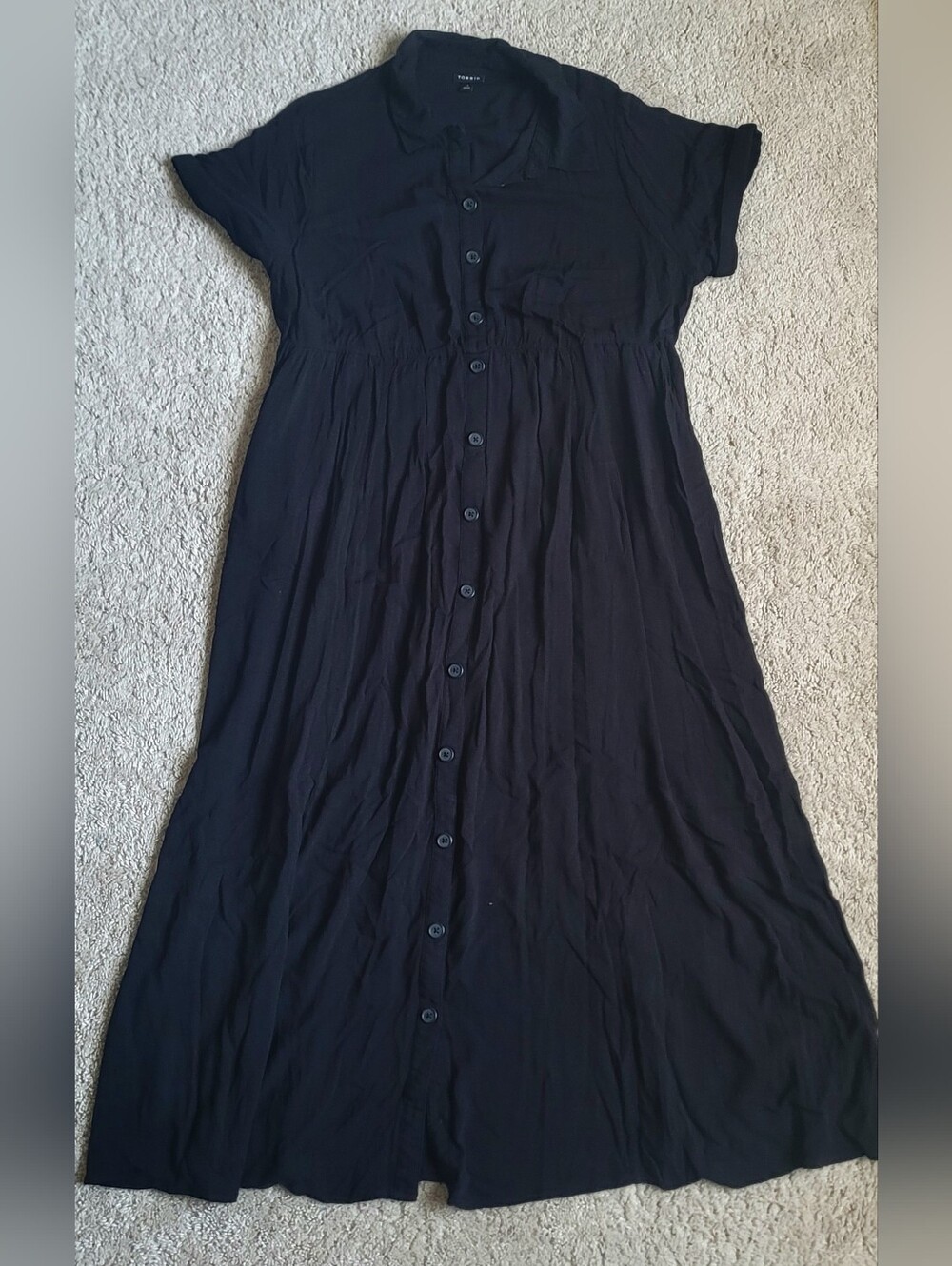 Torrid Black Slub Dress, Buttons, Size 1x, Rayon - Picture 2 of 11